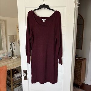 Nine West Ribbed Balloon Sleeve Dress Sweater Dress with Shimmer